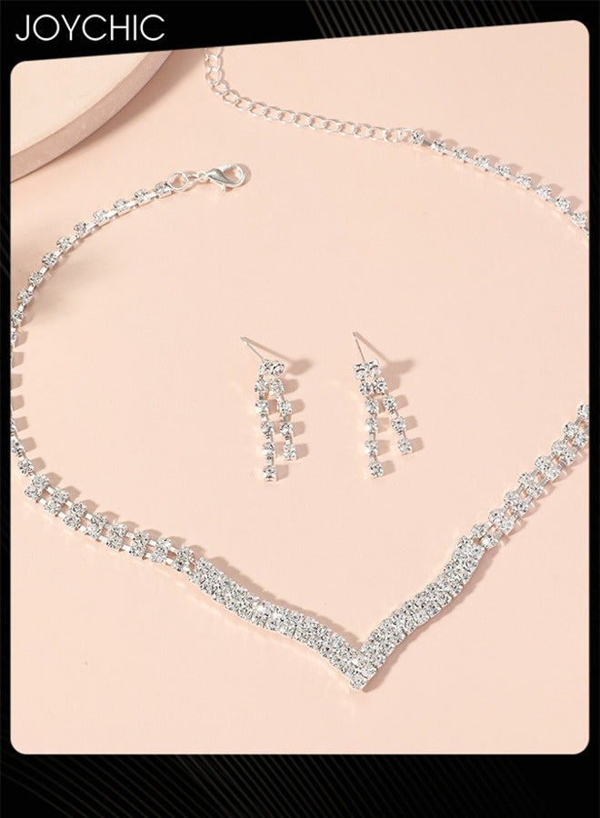 Joychic طقم 2 قطعة نسائي موضة بسيطة أنيقة مع شرابة وحجر الراين وسلسلة مخلب - Image 3