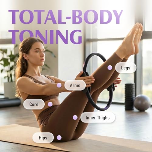 JKSHMYT Pilates Ring Fitness Circle for Women Pilates Equipment 145 Home Magic Exercise Workout Better me Pilates Essentials Starter Set for Beginners Toning Inner Thighs Arms and Core - Image 3
