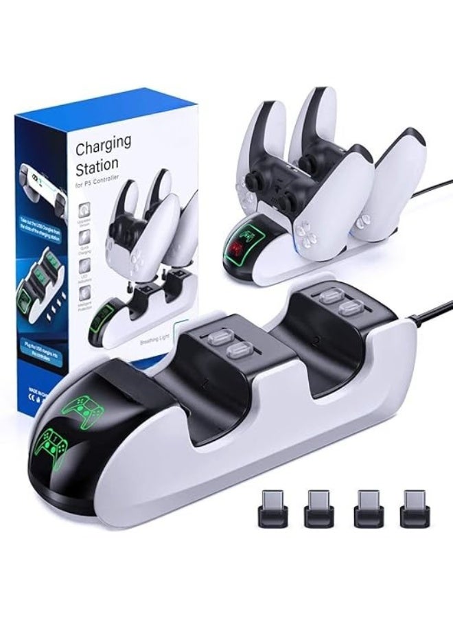 قاعدة شحن مزدوجة ليد تحكم الألعاب مع شاحن سريع ومؤشرات LED ومحوّلات USB-C لتنظيم وشحن الإكسسوارات بسهولة - Image 1