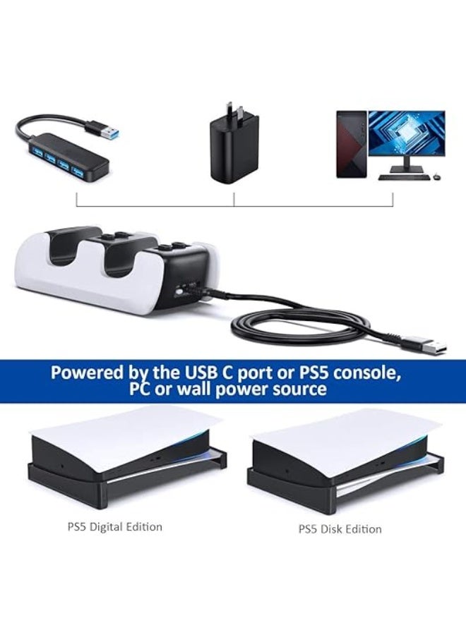 قاعدة شحن مزدوجة ليد تحكم الألعاب مع شاحن سريع ومؤشرات LED ومحوّلات USB-C لتنظيم وشحن الإكسسوارات بسهولة - Image 2