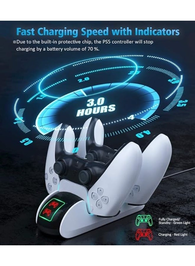 قاعدة شحن مزدوجة ليد تحكم الألعاب مع شاحن سريع ومؤشرات LED ومحوّلات USB-C لتنظيم وشحن الإكسسوارات بسهولة - Image 5