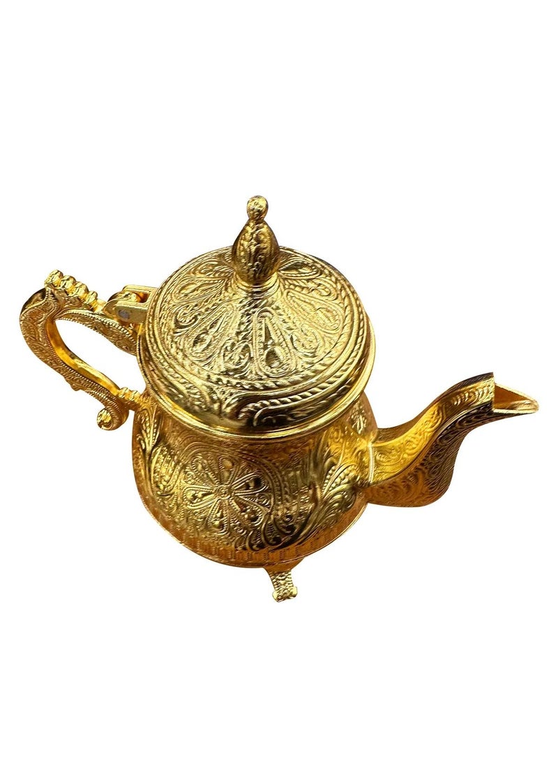 أكار إبريق شاي نحاسي تركي عثماني مطرز يدويًا سعة 0.85 لتر - Image 2