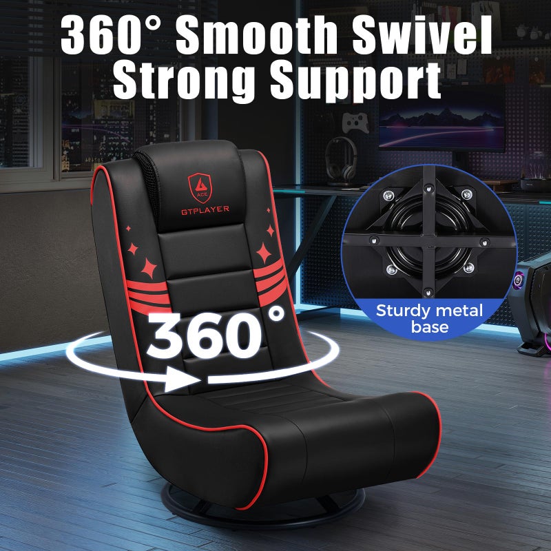 GTPLAYER كرسي ألعاب أرضي قابل للطي من GTPLAYER مع دوران 360 درجة للأطفال الأولاد، مقعد مريح لألعاب الفيديو، متعدد الاستخدامات للاعبين، غرفة نوم أو غرفة ألعاب (أسود-أحمر) - Image 4