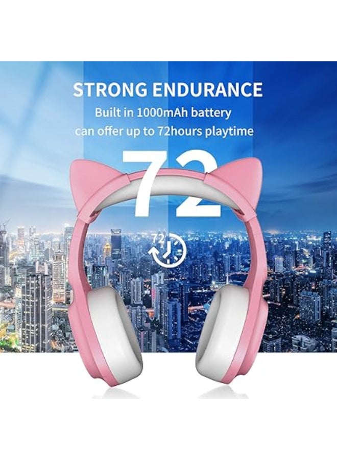 SOMIC MS300 Wired and Wireless Bluetooth Over Ear Headphones with CVC Noise Reduction and 72H Playtime(Pink) - Image 5