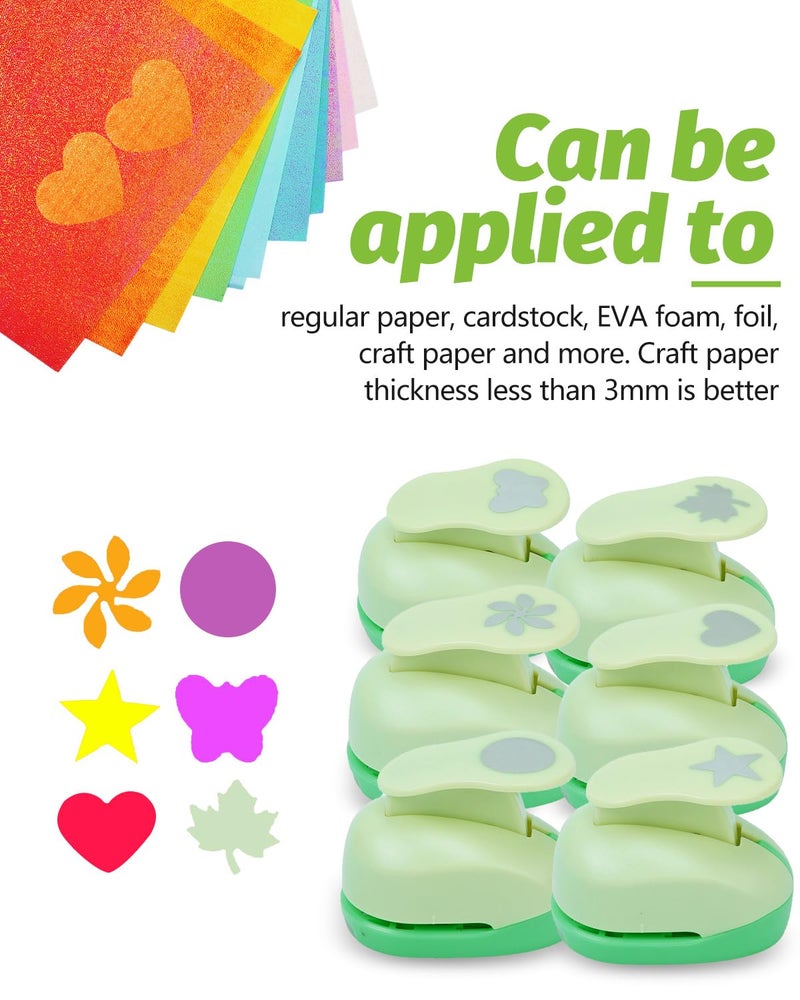 UCEC Paper Punches for Crafting, 3 Pcs Craft Scissors Decorative Edge, 6 Pcs 1 Inch Paper Puncher, 4 Pcs 3/8 inch Hole Punch, Circle Heart Star Shapes Puncher Scissors Sets - Image 4