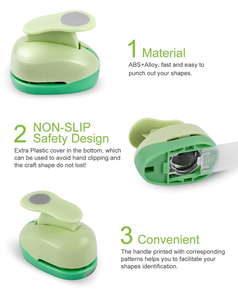 UCEC Paper Punches for Crafting, 3 Pcs Craft Scissors Decorative Edge, 6 Pcs 1 Inch Paper Puncher, 4 Pcs 3/8 inch Hole Punch, Circle Heart Star Shapes Puncher Scissors Sets - Image 5