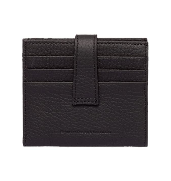 grande 3803 Genuine Leather Card Holder For Women and Men Slim Minimalist Card Case Small Snap Wallet (Black) - Image 2