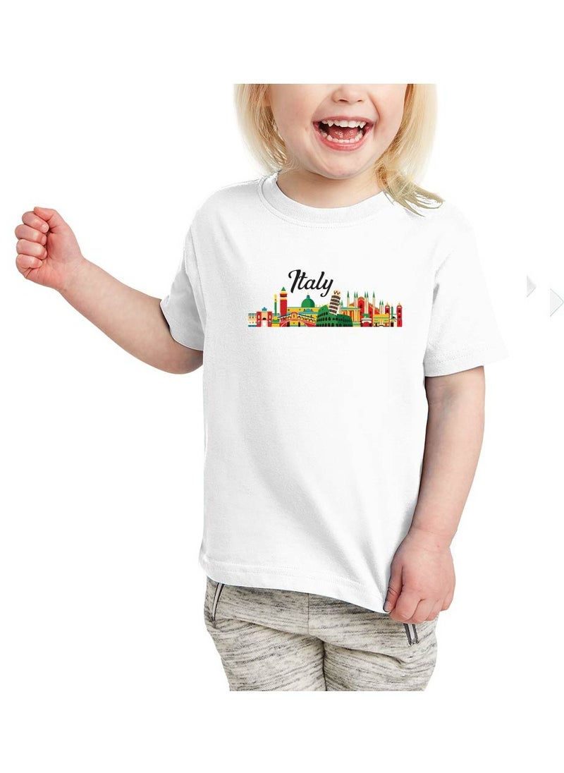 PRINTSHOP4ME Italian Kids Girls T-Shirt - Round Neck Short Sleeve Cotton T-Shirt - Great Gift for Travelers - Soft and Comfortable Tshirt - Italy Souvenir T-Shirt  - Image 1