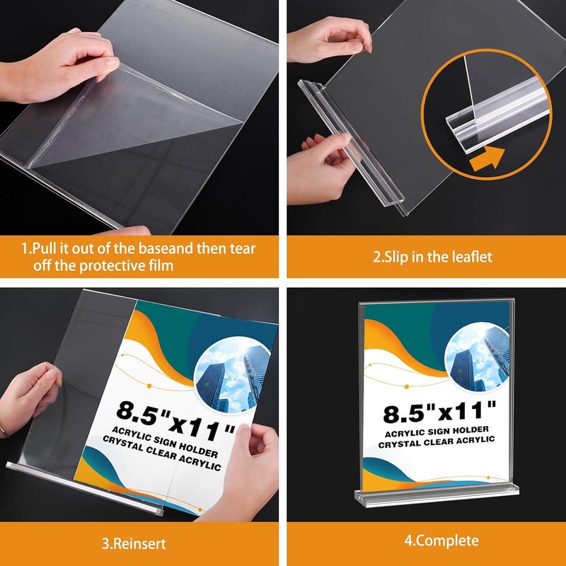 Inggix Acrylic Sign Holder 8.5 x 11 Clear Table Signs Stand, Double Sided T Shape Flyer Holder Plastic for Picture Paper Card Holder for Mall Office Home Store Restaurant - Image 2