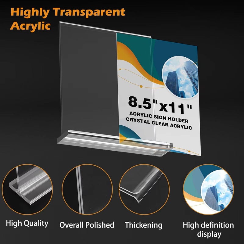 Inggix Acrylic Sign Holder 8.5 x 11 Clear Table Signs Stand, Double Sided T Shape Flyer Holder Plastic for Picture Paper Card Holder for Mall Office Home Store Restaurant - Image 5
