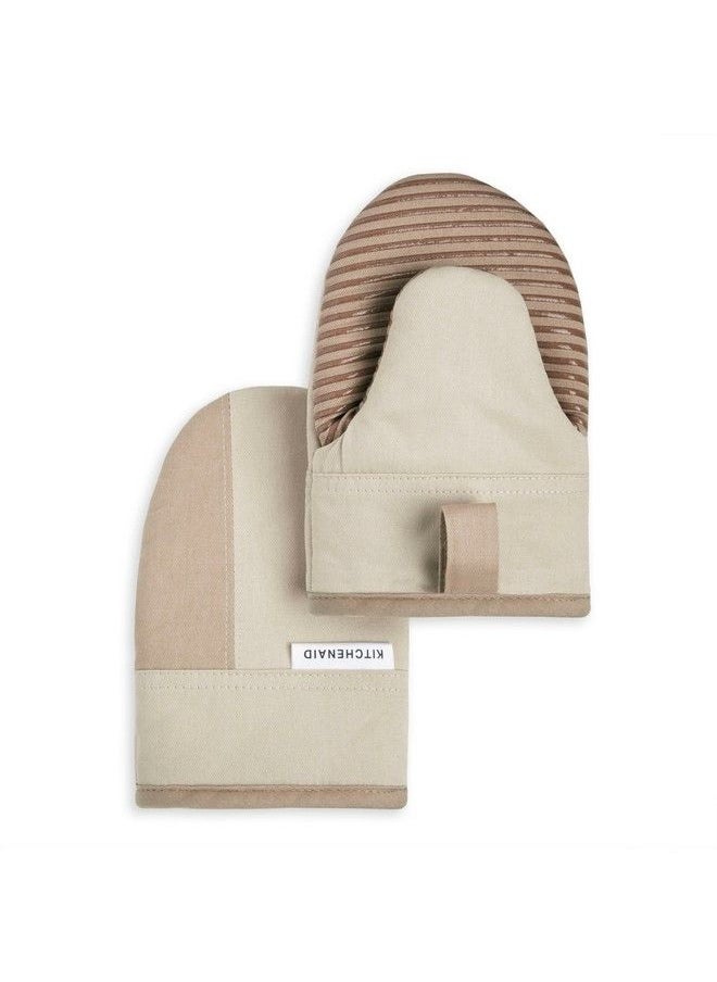 KitchenAid Beacon Twotone Nonslip Mini Oven Mitt Set Milkshake/Beige 5.5"X8" 2 Piece  - Image 1