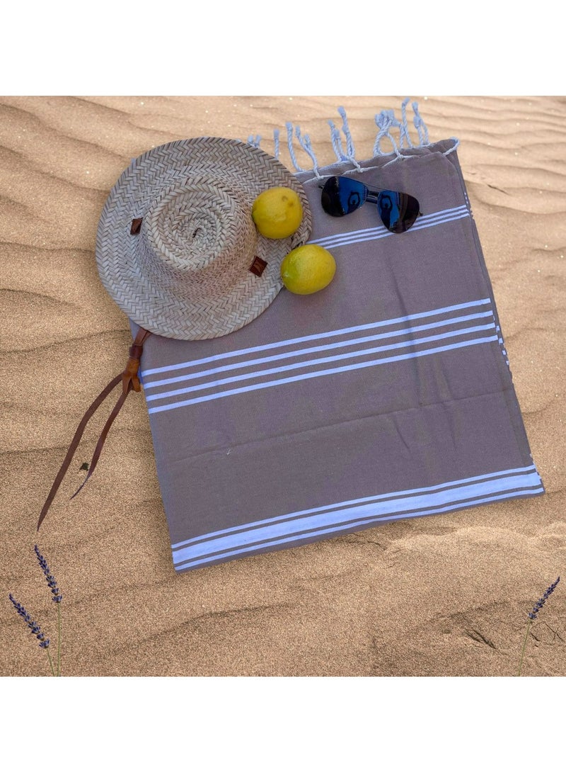 The Line Beach Towel Dark Beige  - Image 2