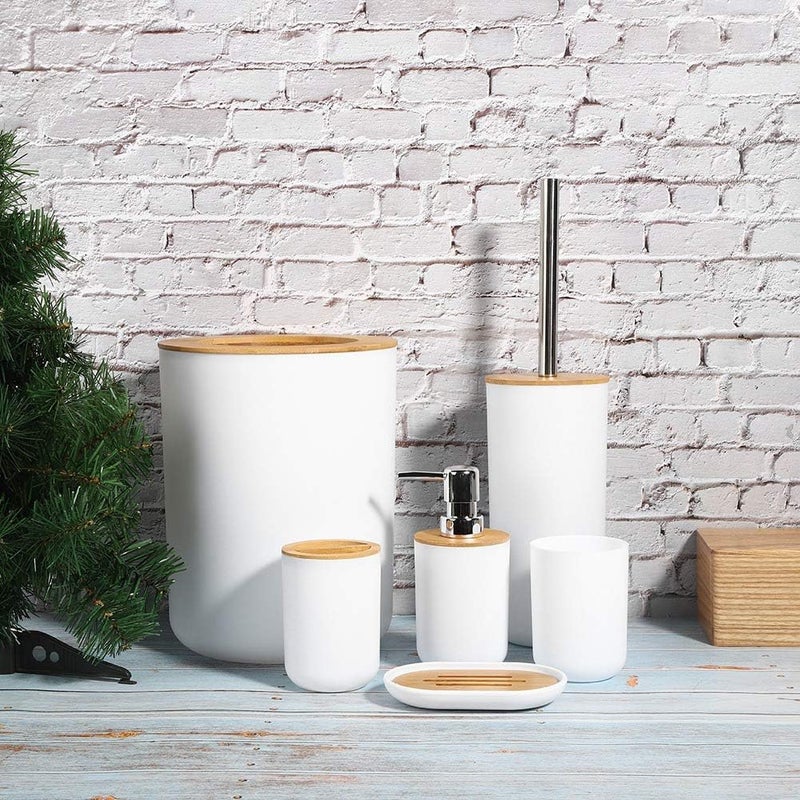 Bathroom Set HighQuality Durable Kit for Family Use, 6Pcs Toilet Accessory Set for Home Gray/Black/White (White) - Image 4