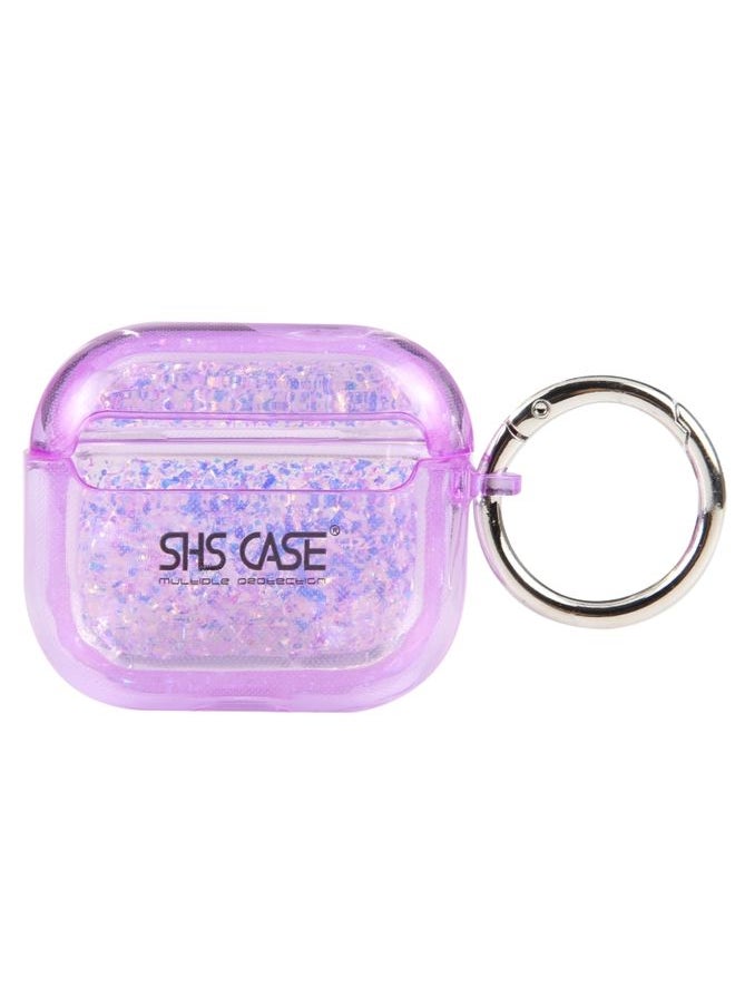 Generic Case Cover For AirPods Pro Flash Diamond Epoxy Bluetooth Earphone Protective Case Purple 