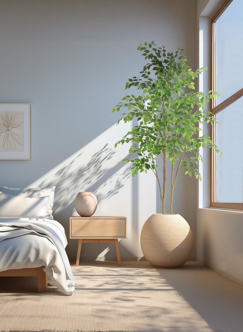 Zvezvia Tall Dual-Stem Ficus Artificial Tree, 180CM (6ft) Realistic Potted Fake Ficus, Indoor/Outdoor Decor for Home, Office, Mosque, Living Room - Image 3