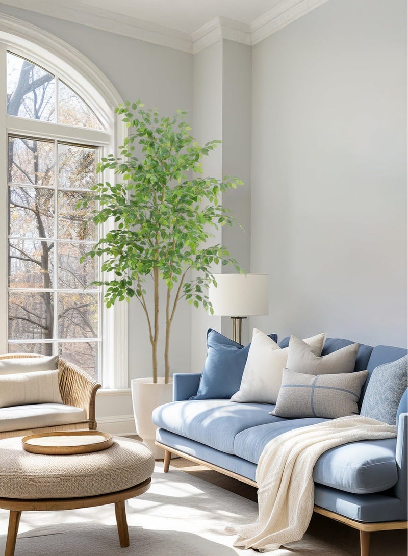 Zvezvia Tall Dual-Stem Ficus Artificial Tree, 180CM (6ft) Realistic Potted Fake Ficus, Indoor/Outdoor Decor for Home, Office, Mosque, Living Room - Image 4