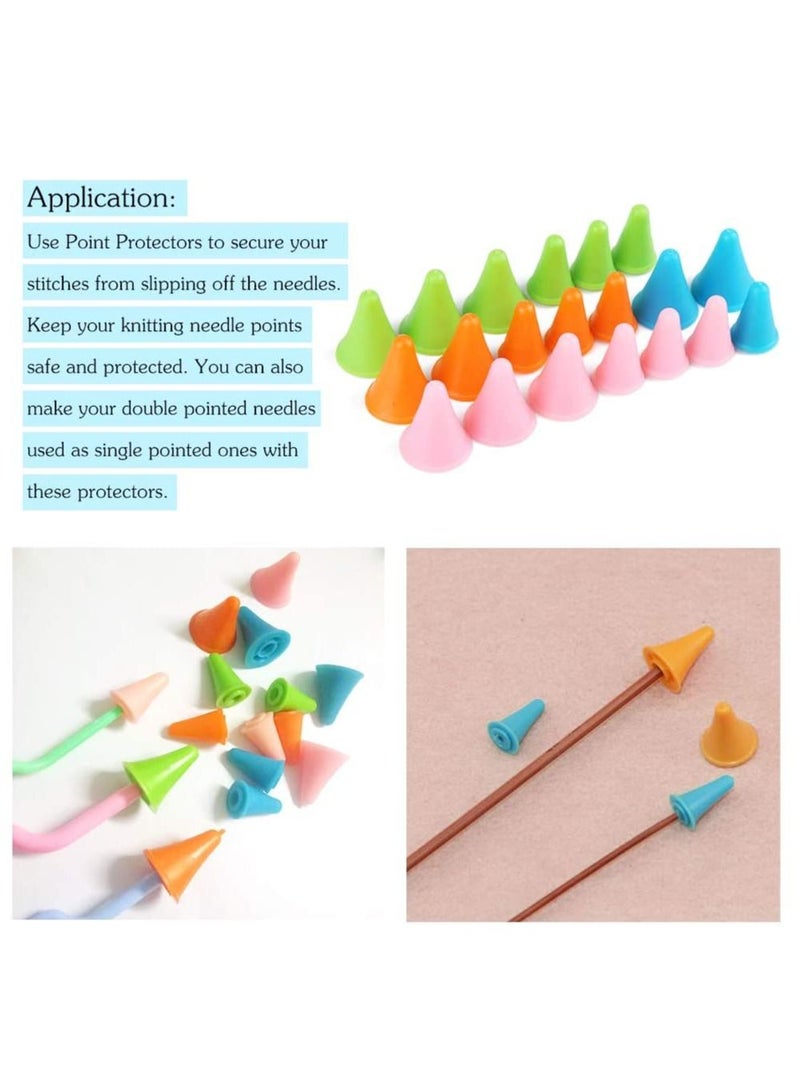 Y&D 20 PCS Knitting Needles Point Protectors Multi-Colored Kit Stoppers with Plastic 2 Sizes(10 Small + 10 Big Cap) Needle Tip for Craft - Image 3