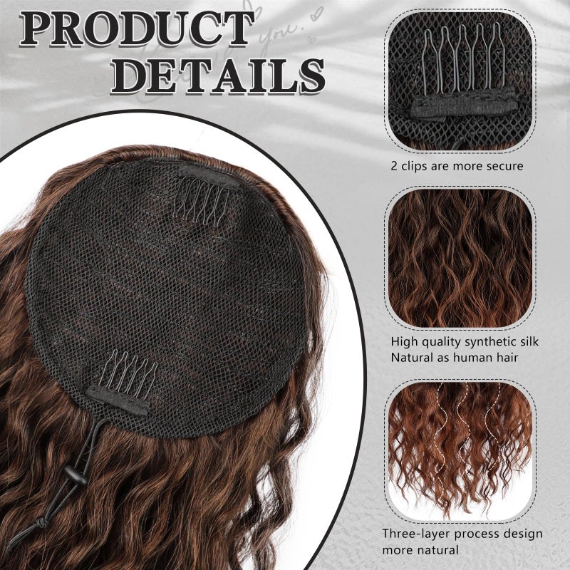 FREEMEIGE Ponytail Extension for Black Women Drawstring Ponytail Long Curly Wavy Ponytail 20Inch Synthetic Clip in Ponytail Hair Extensions - Image 3