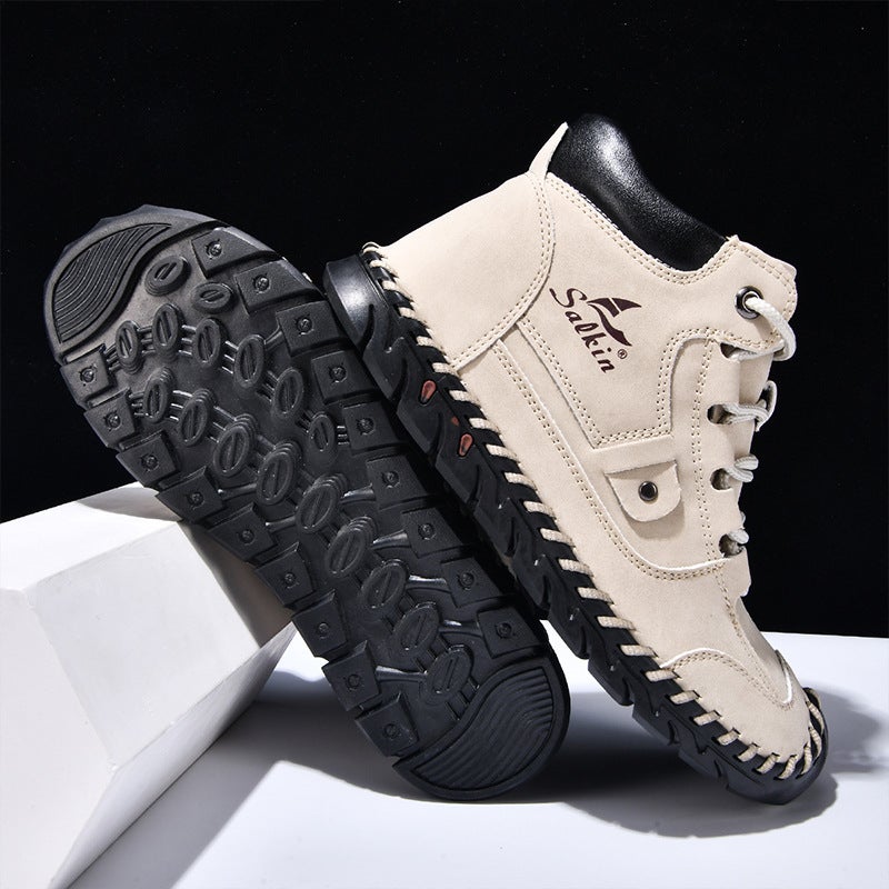Large Size Men's PU Leather Lace-up Boots - Image 4