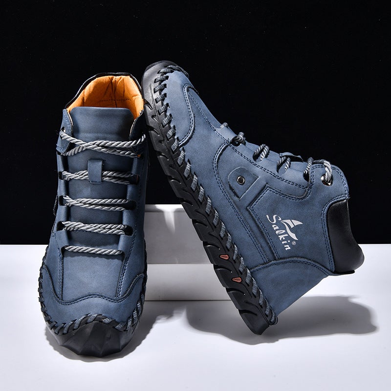 Large Size Men's PU Leather Lace-up Boots - Image 2