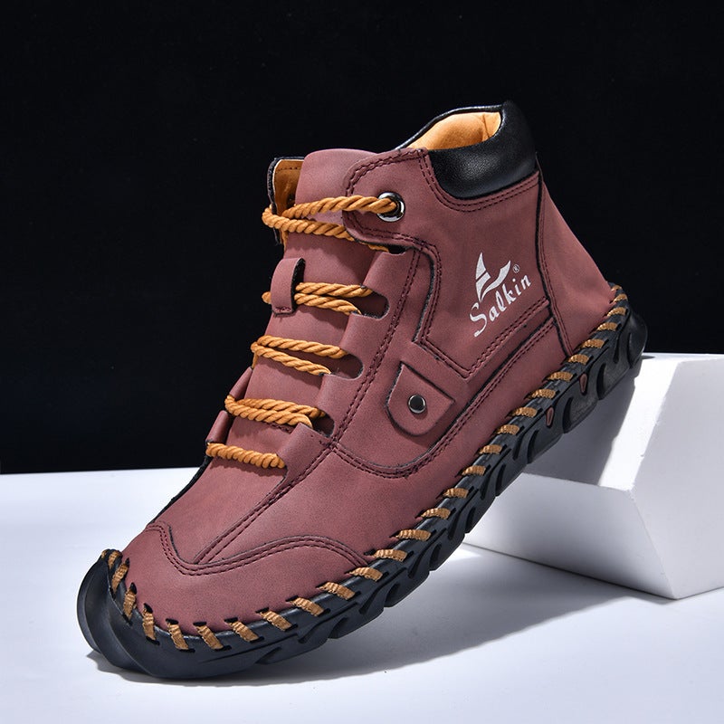 Large Size Men's PU Leather Lace-up Boots - Image 5