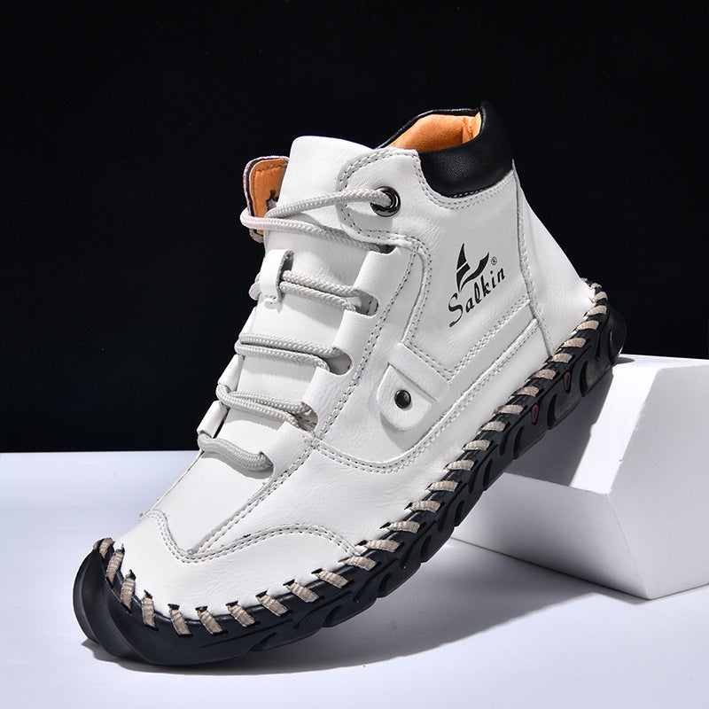 Large Size Men's PU Leather Lace-up Boots - Image 3