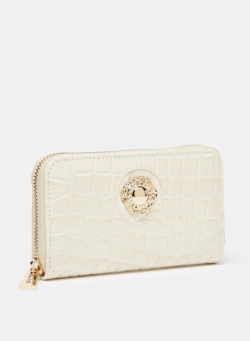 Flora Bella Quilted Zip Around Wallet with Metal Accent