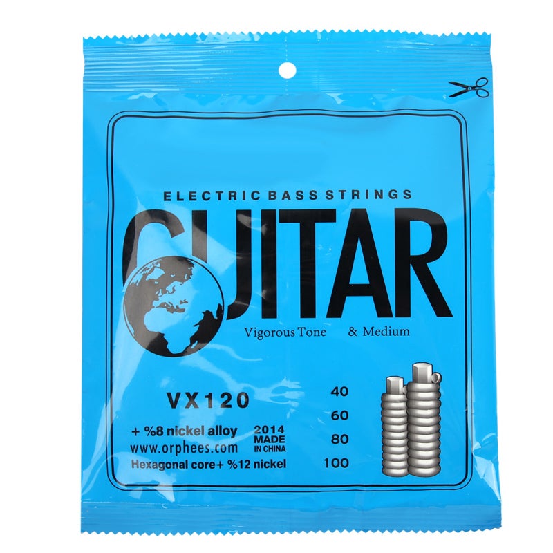 Orphee Electric Bass Strings Nickel Alloy Smooth Rust Proof - Steel String Set for Electric Bass Replacement for Beginner Musician Practice - Image 1