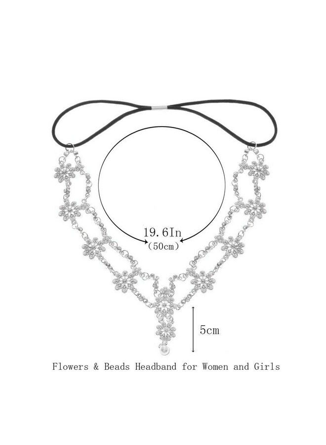 Unsutuo Hair Jewelry Head Chain Wedding Bohemian Floral Headband Elastic For Women And Girls… (Silver) - Image 5
