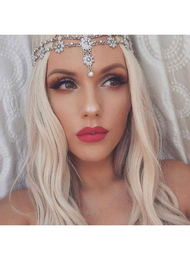 Unsutuo Hair Jewelry Head Chain Wedding Bohemian Floral Headband Elastic For Women And Girls… (Silver) - Image 3