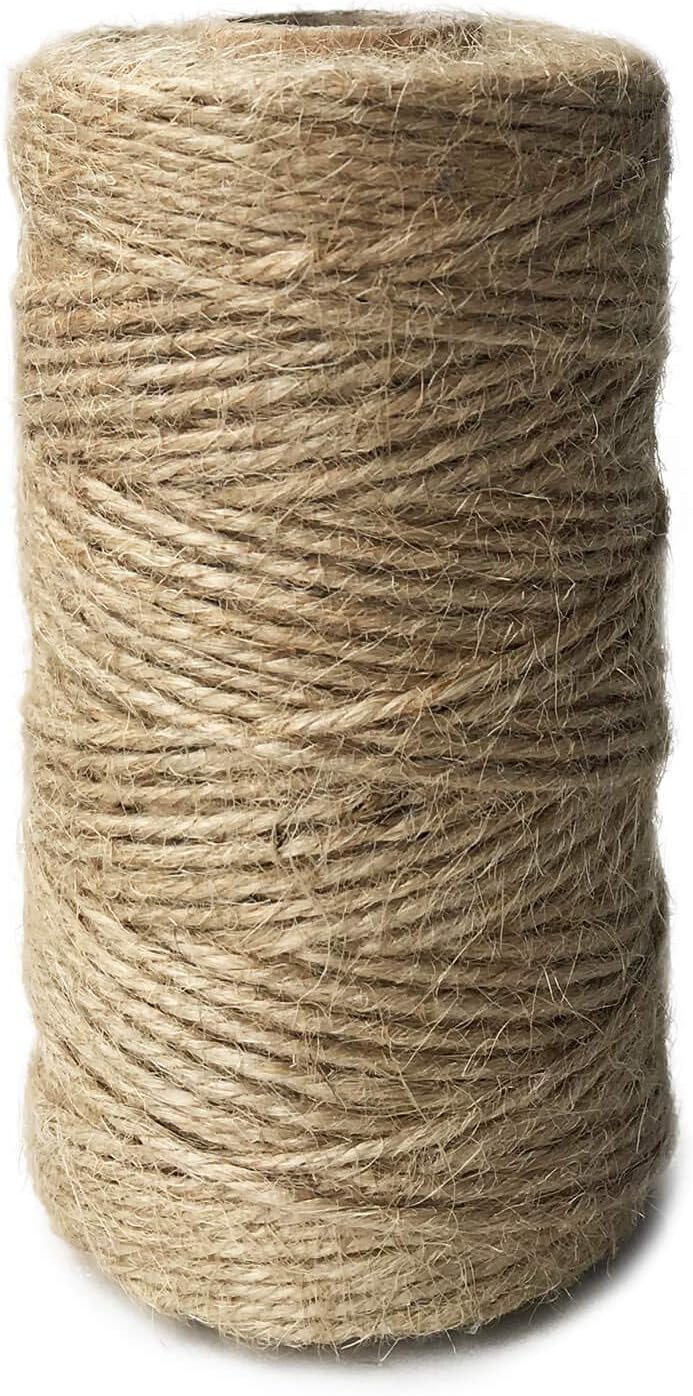 Jute Twine 328 Feet 3 Ply 2mm Natural Arts Crafts Jute Rope Durable Packing String for Photos, Gifts and Gardening Applications