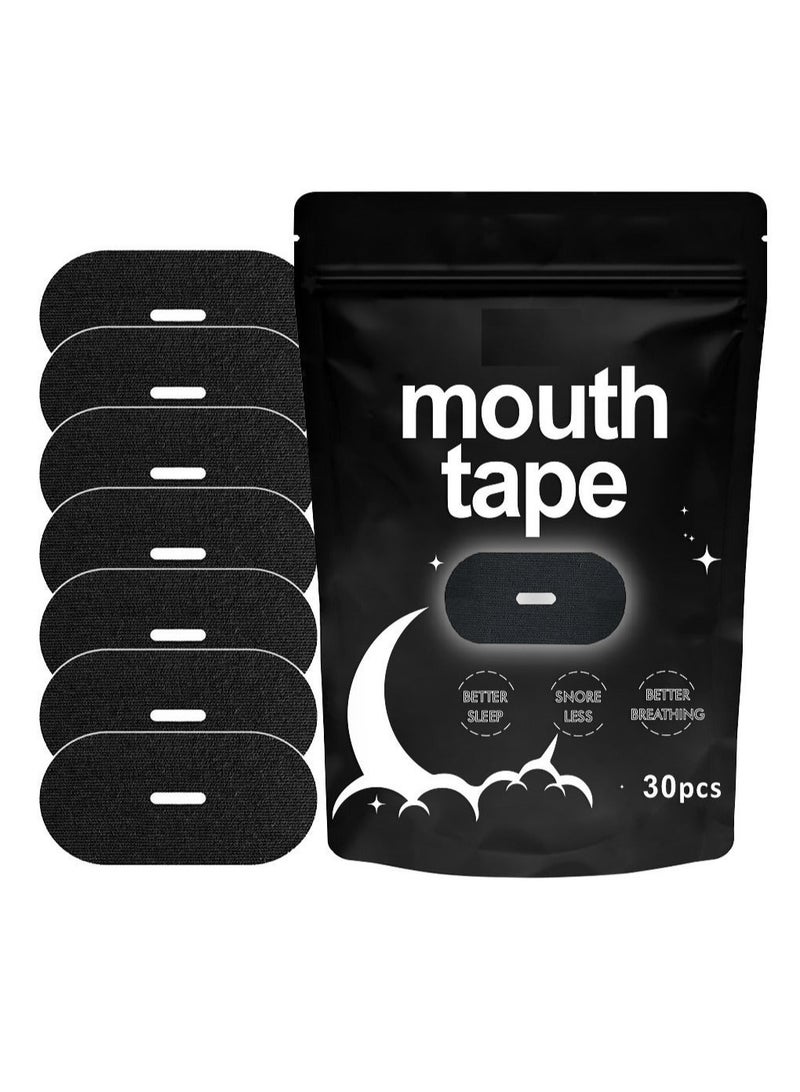 ك أو إي سي النوم مع الفم الشريط - مكافحة الشخير الشريط ، وتحسين النوم - الراحة - هيبوالرجينيك - تعزيز التنفس الأنفي ( أسود ، 30 ) - Image 1