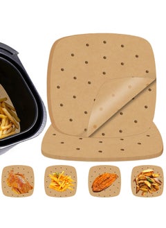SANMUGEED 100Pcs 8.5 Inch Air Fryer Parchment Paper, Heavy Duty Perforated Parchment Paper, Unbleached Air Fryer Parchment Paper Liners, Squares for Air Fryer, Steamer, Oven, Frying Chicken  - Image 1