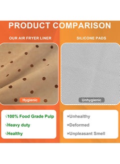 SANMUGEED 100Pcs 8.5 Inch Air Fryer Parchment Paper, Heavy Duty Perforated Parchment Paper, Unbleached Air Fryer Parchment Paper Liners, Squares for Air Fryer, Steamer, Oven, Frying Chicken  - Image 3