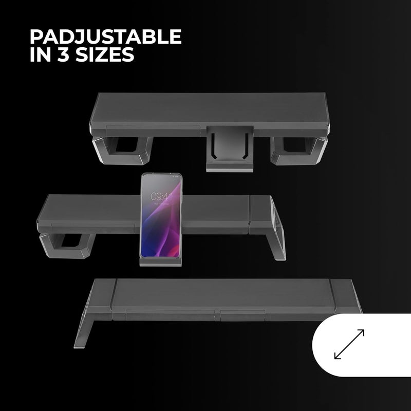 MARS GAMING MARSGAMING MGS-PRO, Ergonomic Monitor Support, Professional Smartphone and Tablet Stand, Adjustable 3 Sizes, Multifunction Drawer, Black - Image 3