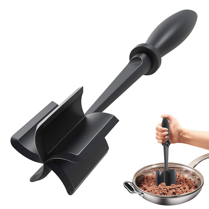 Shadowgallery Upgrade Meat Chopper Heat Resistant Meat Masher for Hamburger Meat Ground Beef Smasher Nylon Hamburger Chopper Utensil Ground Meat Chopper Non Stick Mix Chopper Mix and Chop Potato Masher Tool  - Image 1
