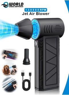 Eworld Professional Electric Air Duster 130000 RPM, Portable Super Jet Fan with 3 Adjustable Speeds, Cordless Mini Jet Blower Car Dryer Type-C Rechargeable for Car, Computer, Keyboard, Lens  - Image 1