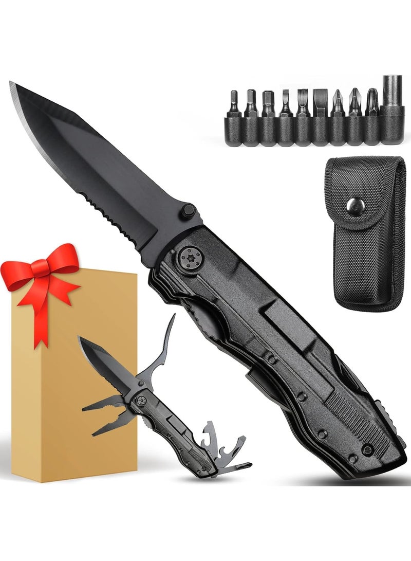 Zikra Gifts for Men Him Dad, Pocket Multi-Tool, Stocking Stuffers, Anniversary Birthday Gifts for Husband Boyfriend Guy Groomsmen, Father's Day Dad Gifts, Cool Gadget for Hiking, Camping, Outdoor - Image 1