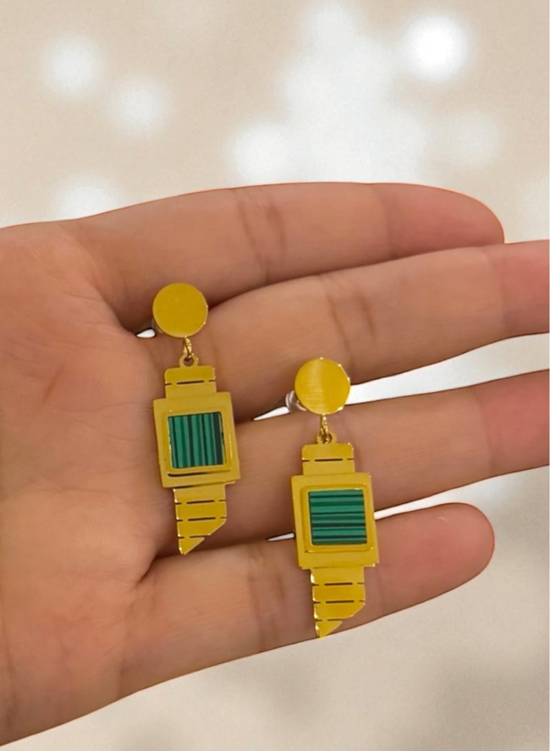 Luxury u0026 Elegant Stainless Steel Gold Plated Earrings For Women - Image 3