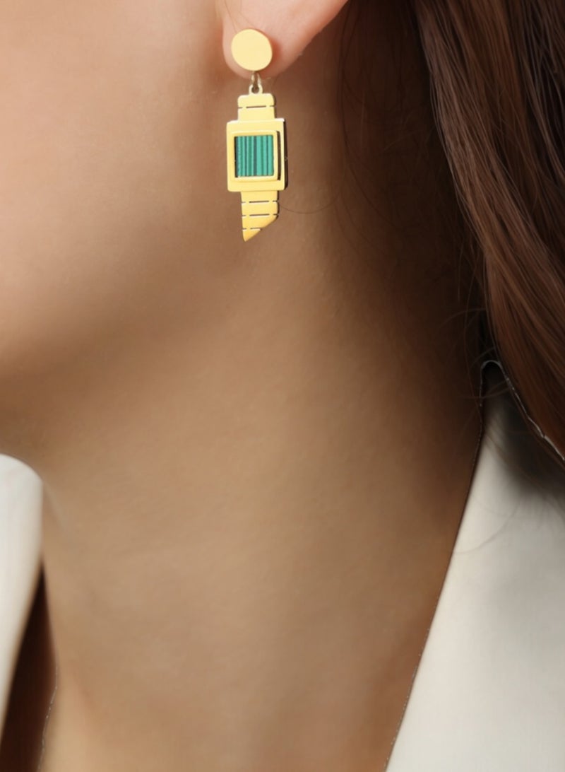 Luxury u0026 Elegant Stainless Steel Gold Plated Earrings For Women - Image 2