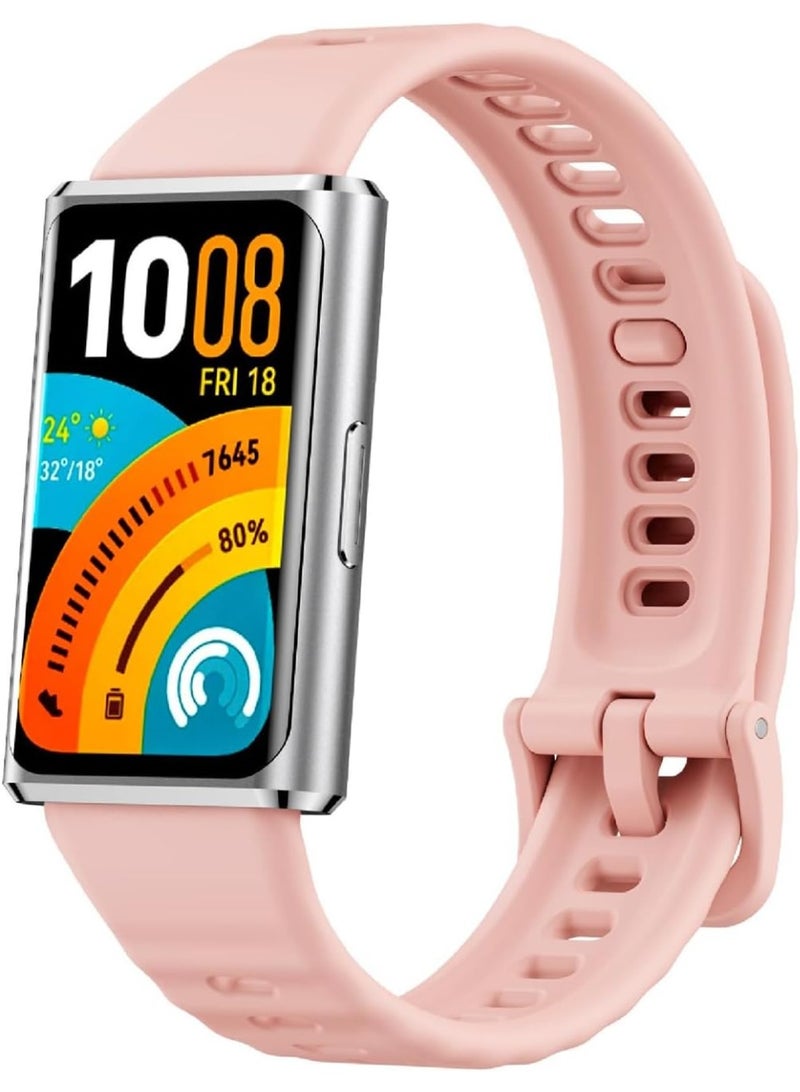 Silicone Strap for Huawei Band 11/ Soft Silicone Sport Band, Soft Breathable, for Huawei Band 11 Adjustable Replacement Strap-Pink.
