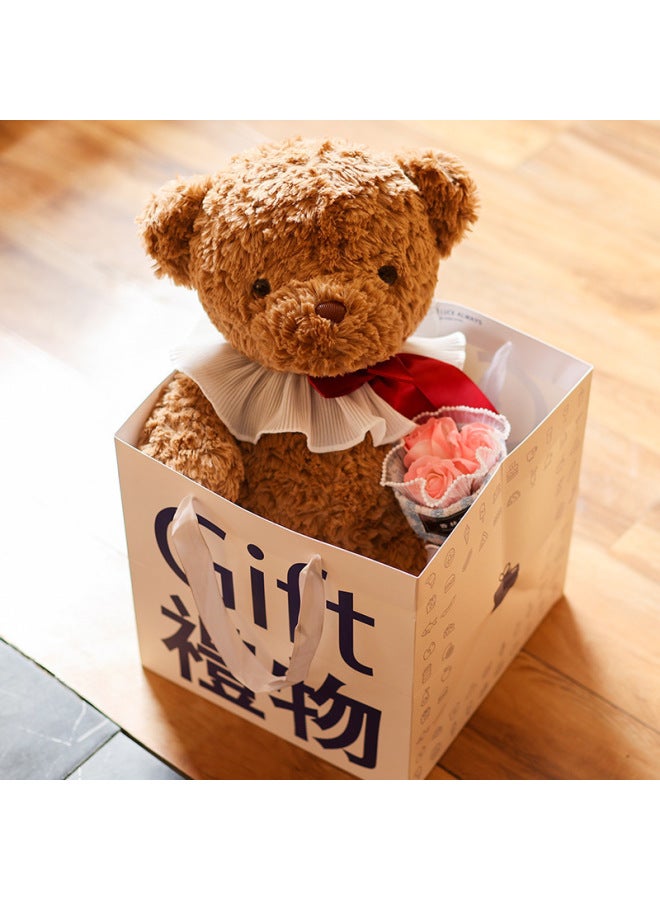 Teddy Bear Doll Hug Bear Plush Toy Bear Doll Bed Sleeping Doll Birthday Gift Girlfriend-Specification:55cm -Colour:Monica Bear Gift Tote Bag + Blue Fragrance Bouquet - Image 1