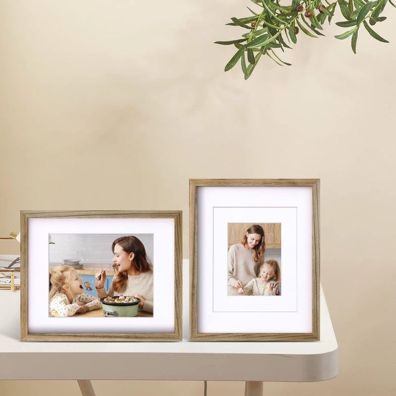 Egofine 11x14 Picture Frames with Plexiglass, Display Pictures 5x7/8x10 with Mat or 11x14 Without Mat Set of 4 for Tabletop and Wall Mounting, Carbonized Brown - Image 5
