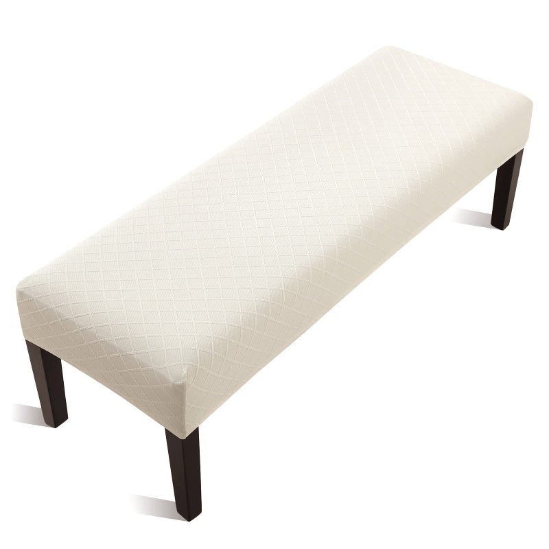 Fuloon Fuloon Stretch Jacquard Dining Bench Cover  AntiDust Removable Bench Slipcover Washable Seat Cushion Protector for Bedroom Kitchen Hotel Banquet Beige 