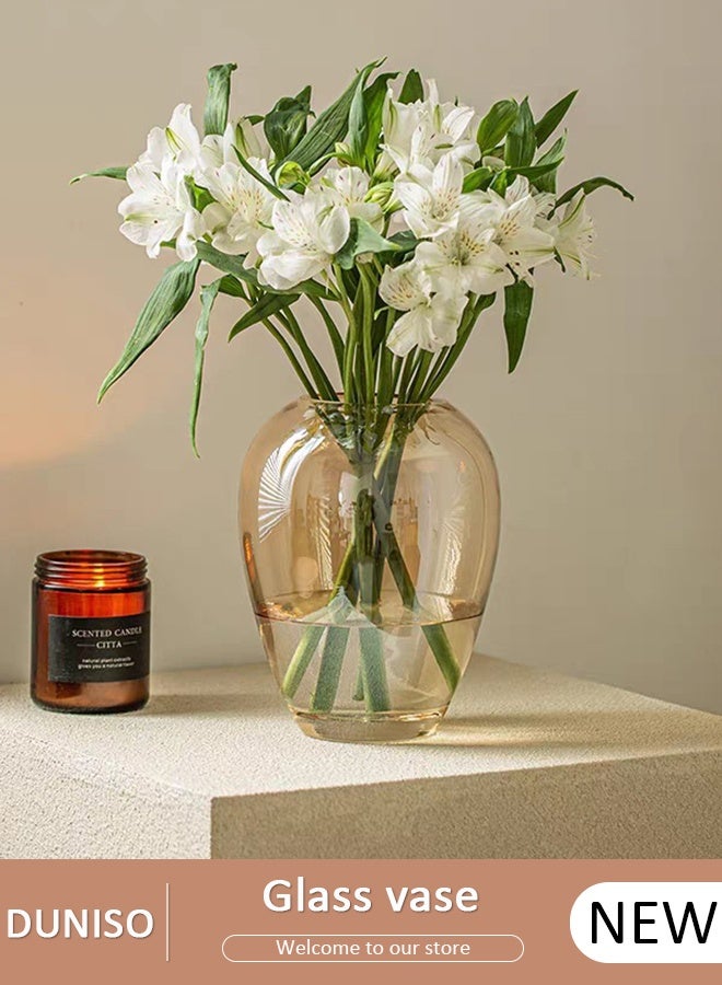 DUNISO Creative Clear Glass Vase Craft  Aesthetic Decorative Small Flower Vase Hydroponic Plant Desktop Ornament Modern Irregularity Vase for Flowers Rose Home and Office - Image 1