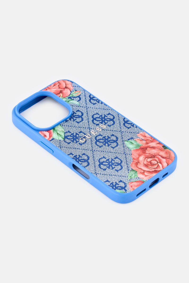 GUESS iPhone 16 Pro 4G Hard Case With Roses Metal Logo, Multicolor - Image 4