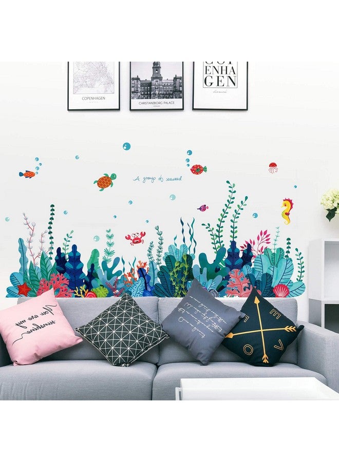 RAINBOW WSK Removable 3D Under The Sea View Grass Wall Decal - DIY Ocean Coral Seaweed Stickers Murals - Peel and Stick Home Decor for Kids Bedroom, Bathroom, Girl Nursery Corner Decoration - Image 3