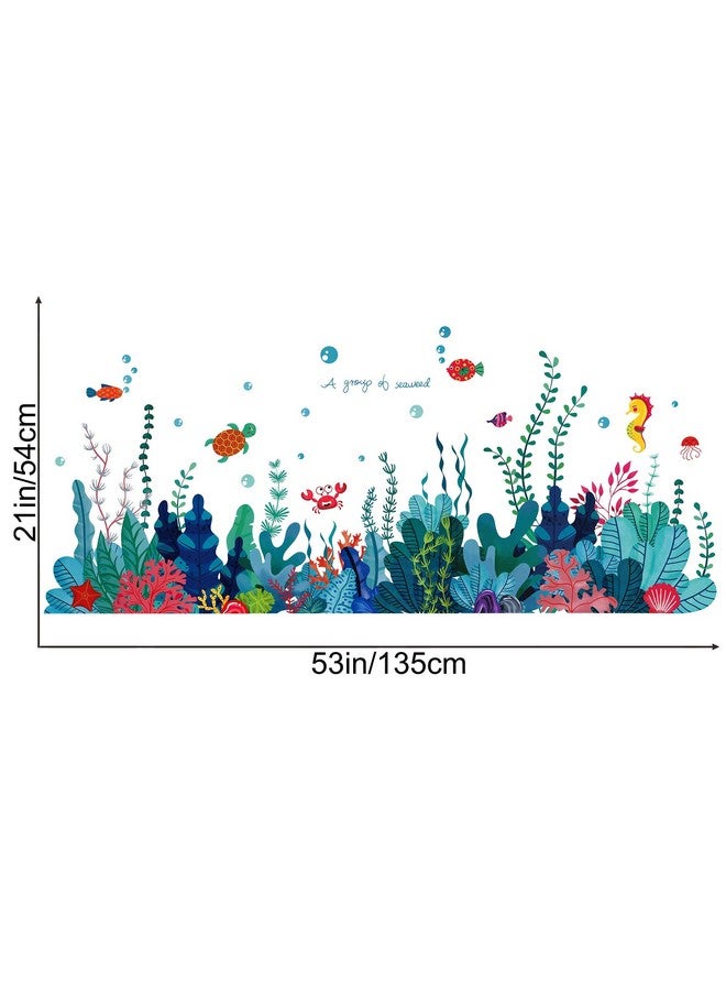 RAINBOW WSK Removable 3D Under The Sea View Grass Wall Decal - DIY Ocean Coral Seaweed Stickers Murals - Peel and Stick Home Decor for Kids Bedroom, Bathroom, Girl Nursery Corner Decoration - Image 2