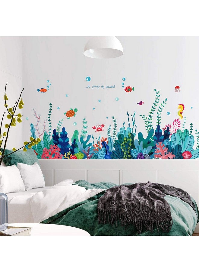 RAINBOW WSK Removable 3D Under The Sea View Grass Wall Decal - DIY Ocean Coral Seaweed Stickers Murals - Peel and Stick Home Decor for Kids Bedroom, Bathroom, Girl Nursery Corner Decoration - Image 5