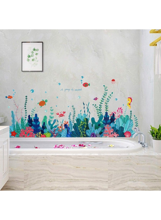 RAINBOW WSK Removable 3D Under The Sea View Grass Wall Decal - DIY Ocean Coral Seaweed Stickers Murals - Peel and Stick Home Decor for Kids Bedroom, Bathroom, Girl Nursery Corner Decoration - Image 4